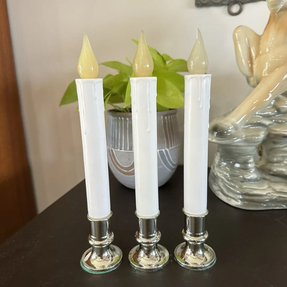 SET of 3 Christmas Window‎ Candle Holder Battery Operated Flickering 10